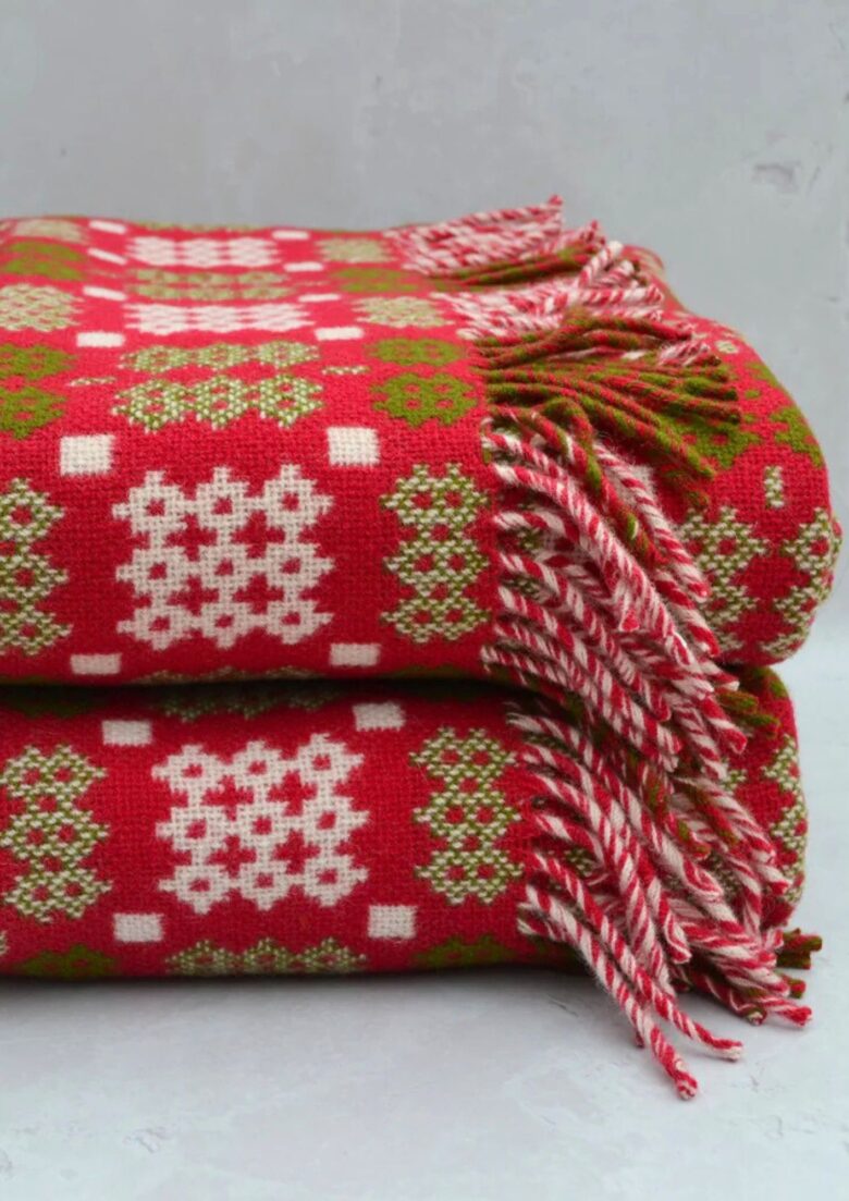 red and green welsh blanket