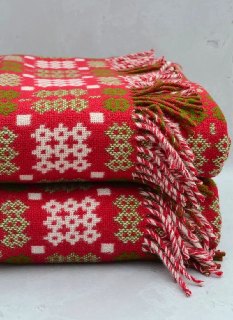 red and green welsh blanket