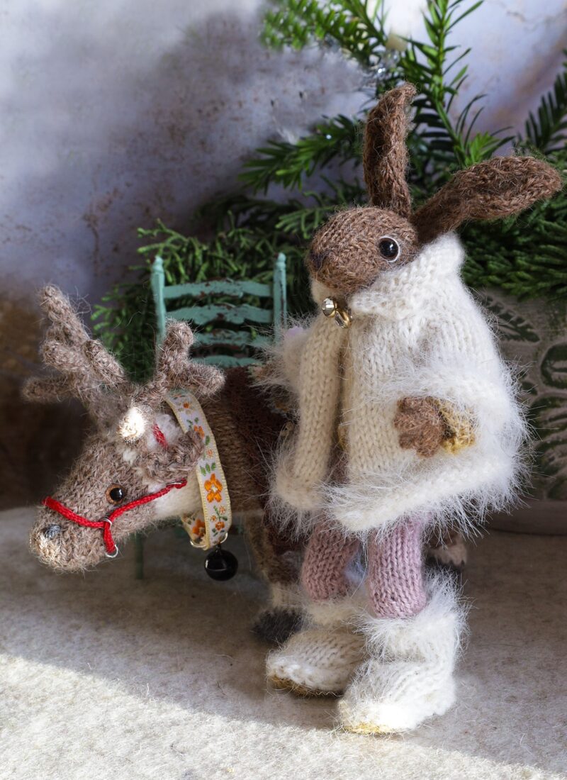 winter white fluffy christmas toy coat knitting pattern free by claire garland