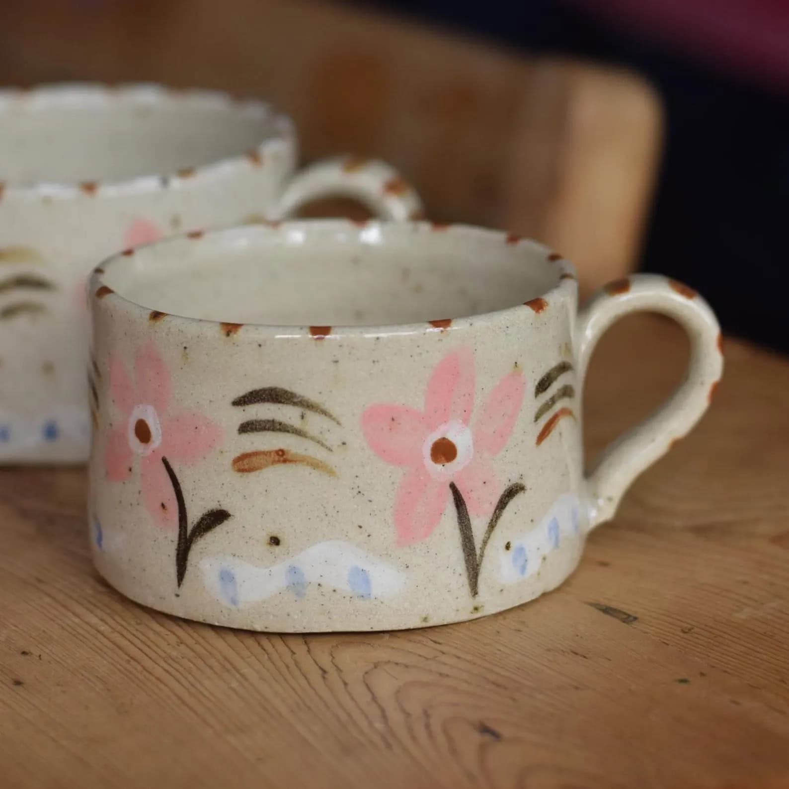 kate brigden ceramic mug with flowers
