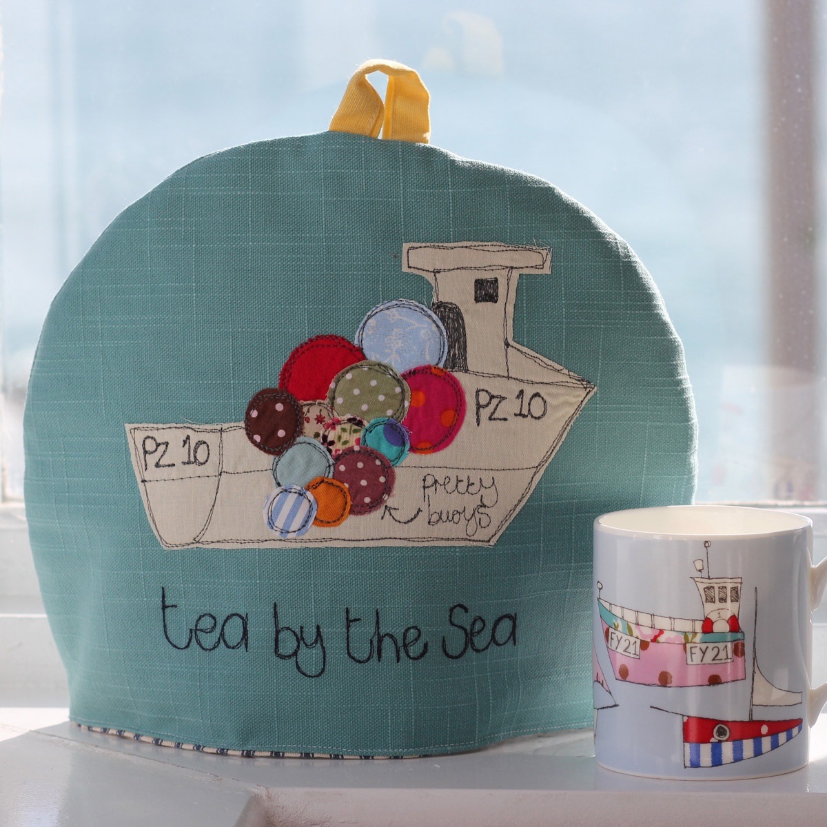 Tea by the Sea tea cosy by Cornish designer maker Poppy Treffry